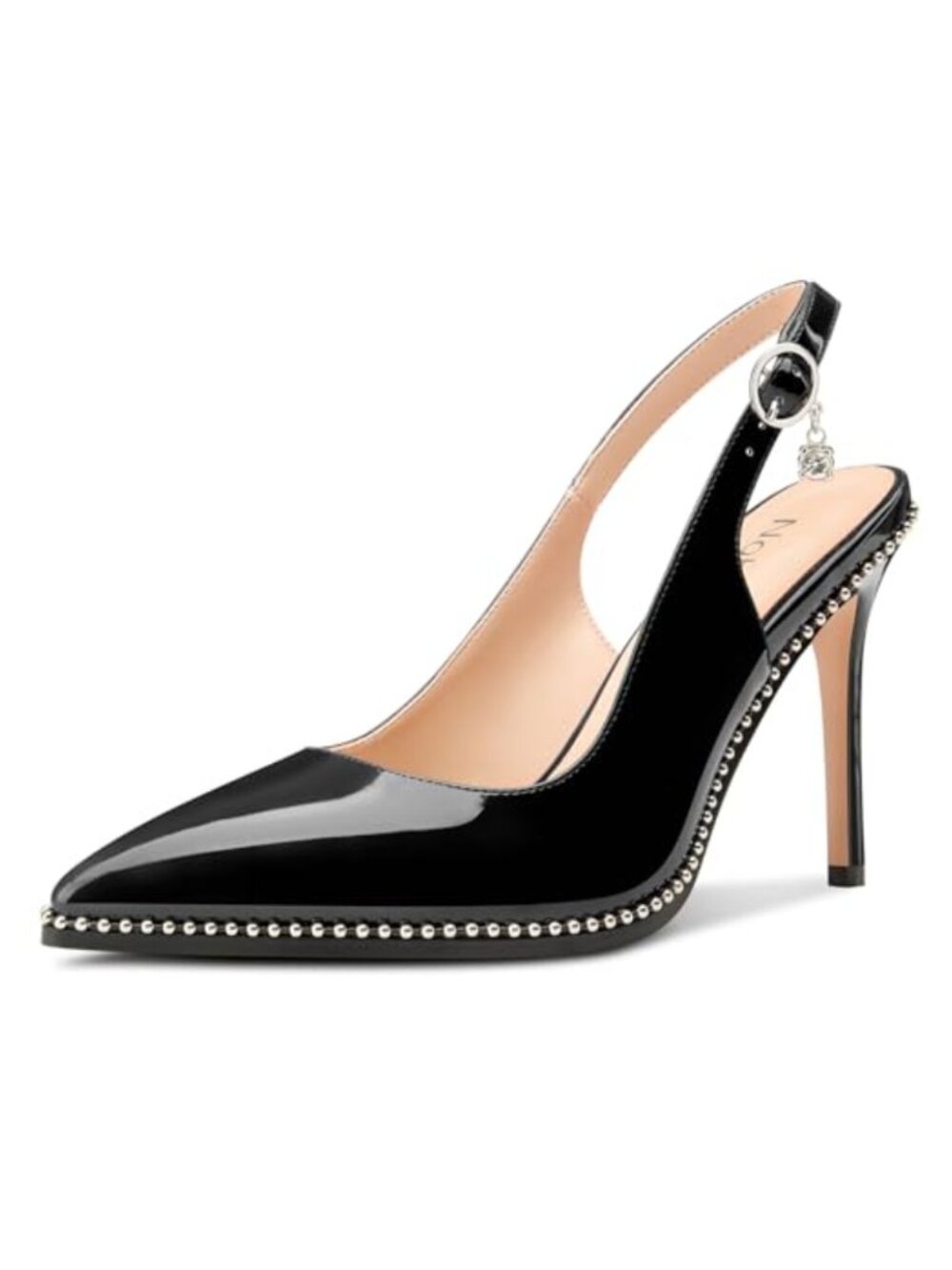 Slingback Beaded Pumps Stiletto Heel Pointed Toe Party Dress Shoes